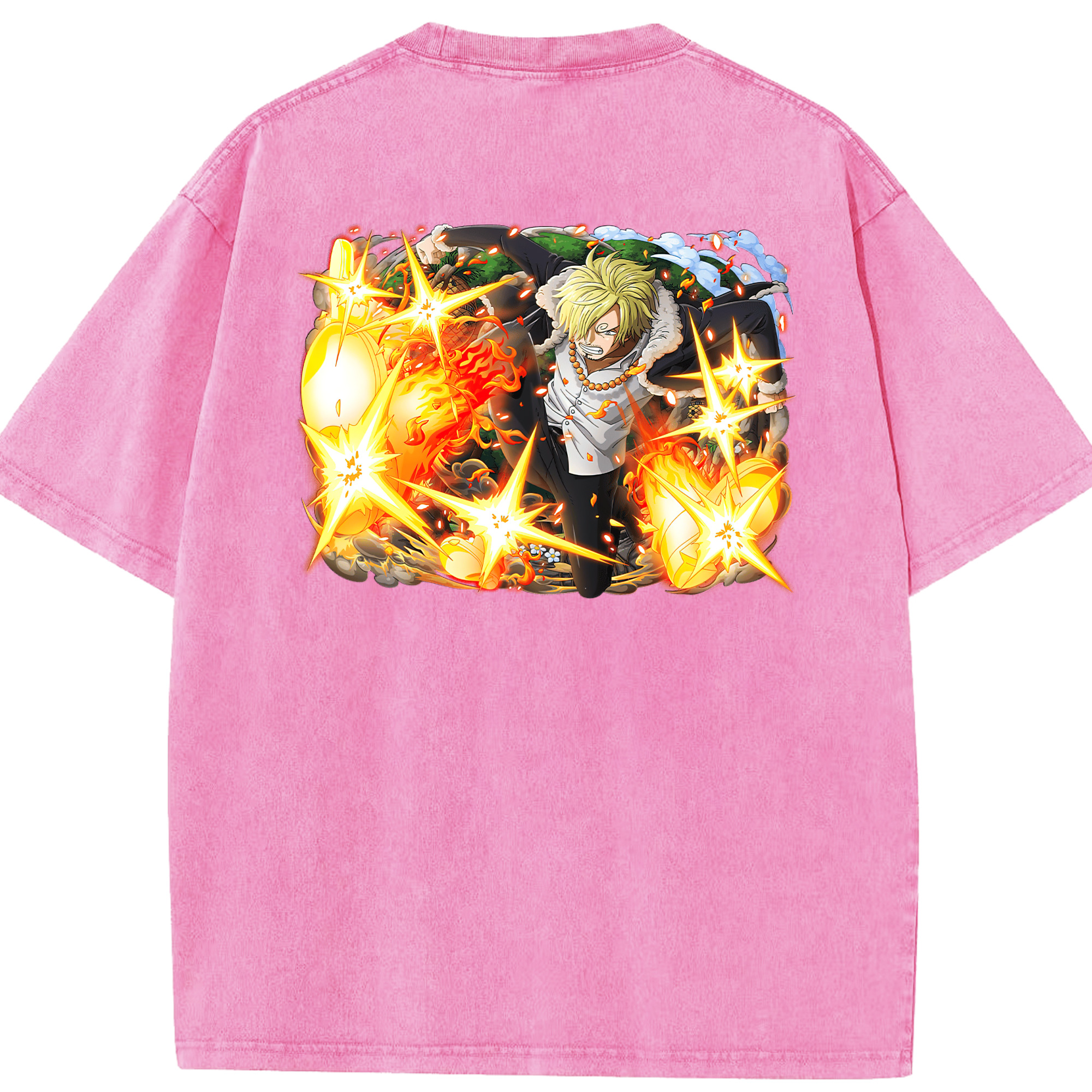 ワンピース サンジ ONE PIECE Sanji 綿100% ヴィンテージ風 半袖Tシャツ（背面プリント）